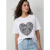 Sinsay Pamučna majica s čipkastom aplikacijom | shoptok.hr