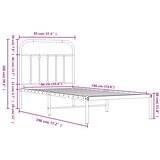  Metalni okvir za krevet s uzglavljem crni 90x190 cm | shoptok.hr