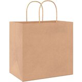 vidaXL Papirnate vrečke 50 kosov z ročaji rjave barve 26x17x25 cm | Shoptok.si
