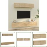 The Living Store Komplet TV omaric 4-delni sonoma hrast inženirski les - Komplet TV Omaric, (21738294) | Shoptok.si