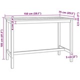  Stol za bar Prirodna 150 x 75 x 105 cm Čvrsto teak drvo | shoptok.hr