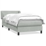 vidaXL Box spring postelja z vzmetnico svetlo siv 90x220 cm žamet | Shoptok.si