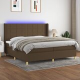  The Living Store Box spring postelja z vzmetnico LED temno rjava 200x200cm blago - Box Spring Postelja, (21450249) Cene