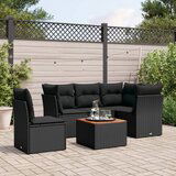 vidaXL 6-dijelni set vrtnih sofa s jastucima crni od poliratana | shoptok.hr
