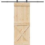 vidaXL Drsna vrata s kompletom vodil 85x210 cm trdna borovina | Shoptok.si