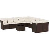 vidaXL 11-dijelni set vrtnih sofa od poliratana s jastucima smeđi | shoptok.hr