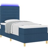 vidaXL Box Spring Krevet s Madracem &amp LED Plava 100x200 cm Tkanina | shoptok.hr