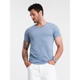 Ombre BASIC men's classic cotton T-shirt with a serape neckline - blue | Shoptok.si