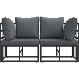 vidaXL Kompleti zunanjega pohištva z blazino z blazino 2 pcs Črna in anthracit | Shoptok.si