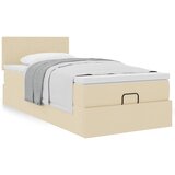 vidaXL Otomanski posteljni okvir z vzmetnico krem 90x200 cm blago Cene