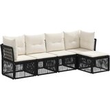 vidaXL Vrtna sedežna garnitura 5 pcs Črna poli ratan, (5000270841) | Shoptok.si