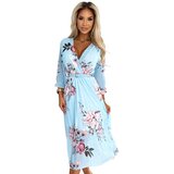 numoco basic Pleated midi dress with a neckline and belt Numoco | shoptok.hr