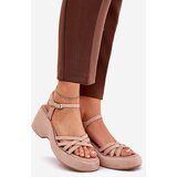 Boto Platform And Wedge Sandals Made Of Eco Suede Beige Nendal | shoptok.hr