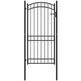 vidaXL Vrata za ograjo zaobljena jeklo 100x200 cm črna | Shoptok.si