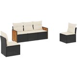  The Living Store Vrtna sedežna garnitura 5-delna z blazinami črn poli ratan - Vrtna Sedežna Garniture, (21451385) | Shoptok.si