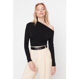 Trendyol Black Slim Snap Fastener Asymmetric Collar Stretchy Knitted Bodysuit | Eponuda.ba