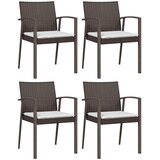  Vrtne stolice s jastucima 4 kom smeđe 56,5x57x83 cm poliratan | shoptok.hr