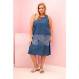 Kesi Włoski Plus size women's sleeveless dress with decorative pattern denim | shoptok.hr