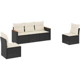 Maison Chic Seti vrtnega pohištva - Vrtna garnitura - Vrtni pohištvo set 5-delna z blazinami črn poli ratan, (21818363) | Shoptok.si
