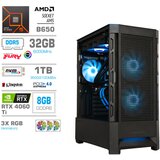 MEGA Računalnik MT S8 R5-7600X/RTX4060Ti/32GB-DDR5/1TB-4.0/750W/Brez OS/črna RGB + Estetski napajalni kabli [Svetlo modra / Črna], (22097688) | Shoptok.si