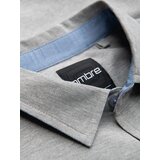 Ombre Men's knitted slim fit shirt with short sleeves and collar - grey | ePonuda.com