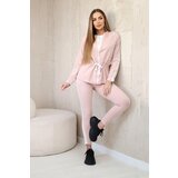 Kesi Women's cotton set with stripe and welts powder pink Cene