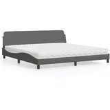 vidaXL Postelja z vzmetnico temno siva 200x200 cm blago | Shoptok.si