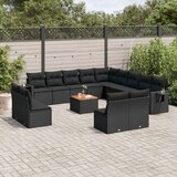  14-dijelni set vrtnih sofa s jastucima poliratan crni Cijene