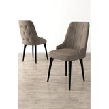 Hanah home set trpezarijskih stolica Enoa 6 kom, kapućino tkanina Babyface, crne drvene noge | Eponuda.com