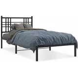 Metalni okvir za krevet s uzglavljem crni 100x200 cm