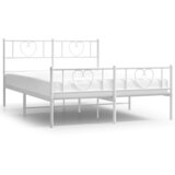  The Living Store Kovinski posteljni okvir z vzglavjem in vznožjem bel 120x190 cm - Posteljni Okvir, (21449033) | Shoptok.si