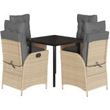  5-dijelni vrtni blagovaonski set od poliratana s jastucima bež | shoptok.hr