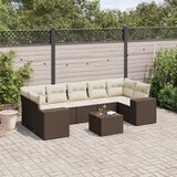  8-dijelni set vrtnih sofa s jastucima smeđi od poliratana | shoptok.hr