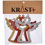 KRIST+ set od 3 ukrasna anđela srebrno-zlatno-crveni Cene