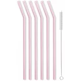Vialli Design Set s 6 ružičastih staklenih slamki , dužina 23 cm