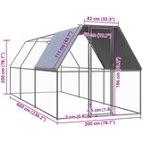 Vanjski kavez za kokoši 2 x 6 x 2 m od pocinčanog čelika | shoptok.hr