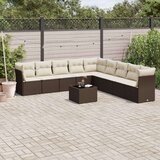  10-dijelni set vrtnih sofa od poliratana s jastucima smeđi | shoptok.hr