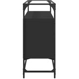  Komoda sa staklenom površinom crna 98x35x81 cm drvena | Eponuda.com