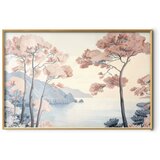  Plakat - Ocean Cliffs and Trees Delicate Motif in Pastel Colors 60x40 Zlatni okvir | shoptok.hr