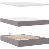 vidaXL Otomanski posteljni okvir z vzmetnico siv 140x200 cm um. usnje | Shoptok.si