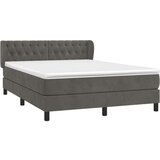  Box spring postelja z vzmetnico temno siva 140x200 cm žamet, (20723557) | Shoptok.si