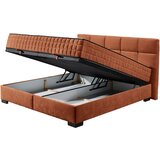 MID.YOU POSTELJA Z VZMETNICO 160 cm x 200 cm , tekstil, leseni material barve konjaka | Shoptok.si