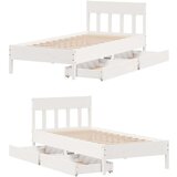 vidaXL Okvir kreveta bez madraca bijeli 90 x 190 cm masivna borovina | shoptok.hr