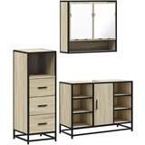 vidaXL 3-dijelni set kupaonskog namještaja boja hrasta sonome drveni | shoptok.hr