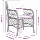 Vrtni set za objed s jastukom 3 pcs Siva i crna Ratan | shoptok.hr