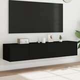 vidaXL Stenske TV omarice z LED lučkami 2 kosa črna 80x35x31 cm Cene