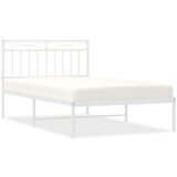 Metalni Kovinski posteljni okvir z vzglavjem bel 107x203 cm | Shoptok.si