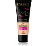 Eveline Cosmetics Selfie Time tekući puder i korektor 2 u 1 nijansa 01 Porcelain 30 ml