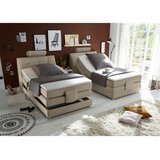 MID.YOU POSTELJA BOXSPRING 120 cm x 200 cm , tekstil, leseni material peščene barve | Shoptok.si
