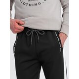 Ombre Men's sweatpants joggers with contrasting stripes - black | Shoptok.si